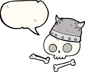 speech bubble cartoon viking helmet on skull
