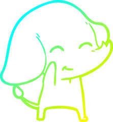 cold gradient line drawing cute cartoon elephant