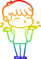 rainbow gradient line drawing cartoon curious boy