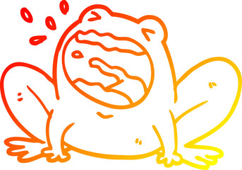 warm gradient line drawing cartoon frog shouting