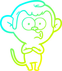 cold gradient line drawing cartoon hooting monkey