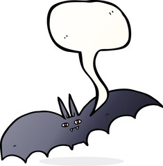 cartoon vampire bat with speech bubble