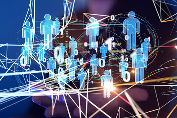 Abstract technology group and data 3d