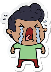 sticker of a cartoon crying man