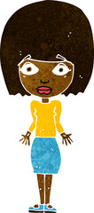 cartoon woman shrugging shoulders