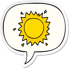 cartoon sun and speech bubble sticker