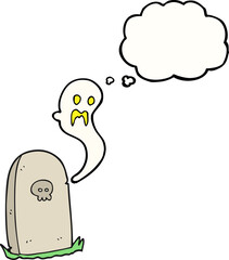 thought bubble cartoon ghost rising from grave