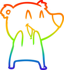 rainbow gradient line drawing laughing polar bear cartoon