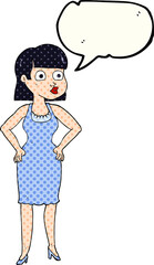 comic book speech bubble cartoon woman with hands on hips