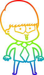 rainbow gradient line drawing cartoon happy boy