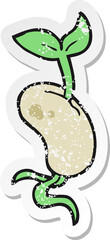 retro distressed sticker of a cartoon sprouting seed