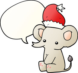 cute christmas elephant and speech bubble in smooth gradient style