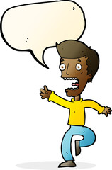cartoon terrified man with speech bubble