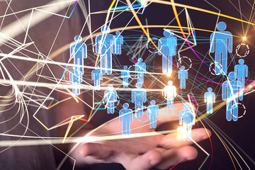 Global network. Blockchain. 3D illustration. Neural networks and artificial intelligence. Abstract