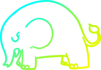 cold gradient line drawing cute cartoon elephant