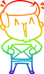 rainbow gradient line drawing cartoon excited man