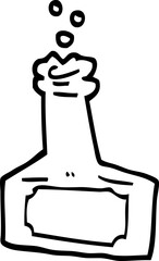 black and white cartoon bubbling bottle