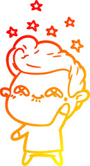 warm gradient line drawing cartoon excited man