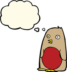 cartoon robin with thought bubble