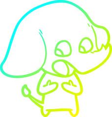 cold gradient line drawing cute cartoon elephant