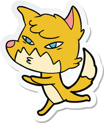 sticker of a clever cartoon fox