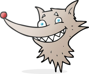 cartoon grinning wolf face