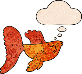 cartoon chinese fighting fish and thought bubble in grunge texture pattern style