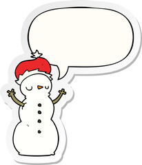 cartoon snowman and speech bubble sticker