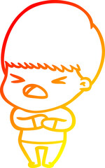 warm gradient line drawing cartoon stressed man