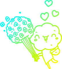 cold gradient line drawing cute cartoon cloud head creature