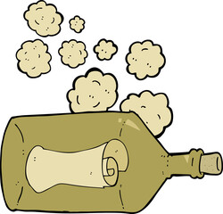 cartoon letter in bottle