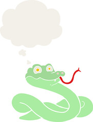 cartoon snake and thought bubble in retro style