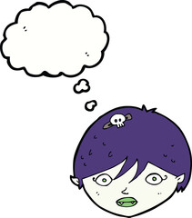 cartoon vampire face with thought bubble