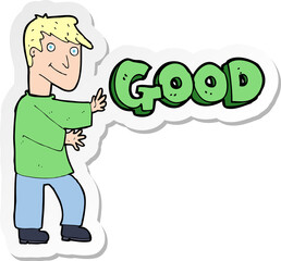 sticker of a cartoon man doing good