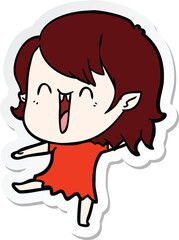 sticker of a cute cartoon happy vampire girl