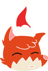 flat color illustration of a fox face wearing santa hat