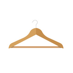 Wooden clothes hanger isolated on a white background. Vector stock