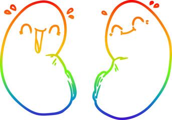 rainbow gradient line drawing cartoon happy kidneys