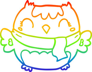 rainbow gradient line drawing cute cartoon owl
