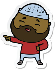 sticker of a cartoon happy bearded man
