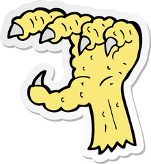 sticker of a cartoon bird claw