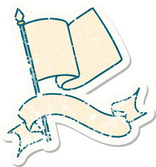 grunge sticker with banner of a flag