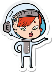 sticker of a cartoon astronaut woman