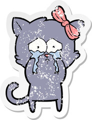 distressed sticker of a cartoon cat