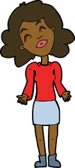 cartoon woman shrugging shoulders