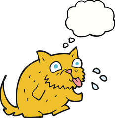 thought bubble cartoon cat blowing raspberry