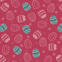 seamless pattern with easter eggs red