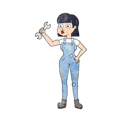 textured cartoon mechanic woman