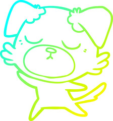 cold gradient line drawing cute cartoon dog