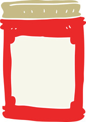 flat color illustration of a cartoon jam jar